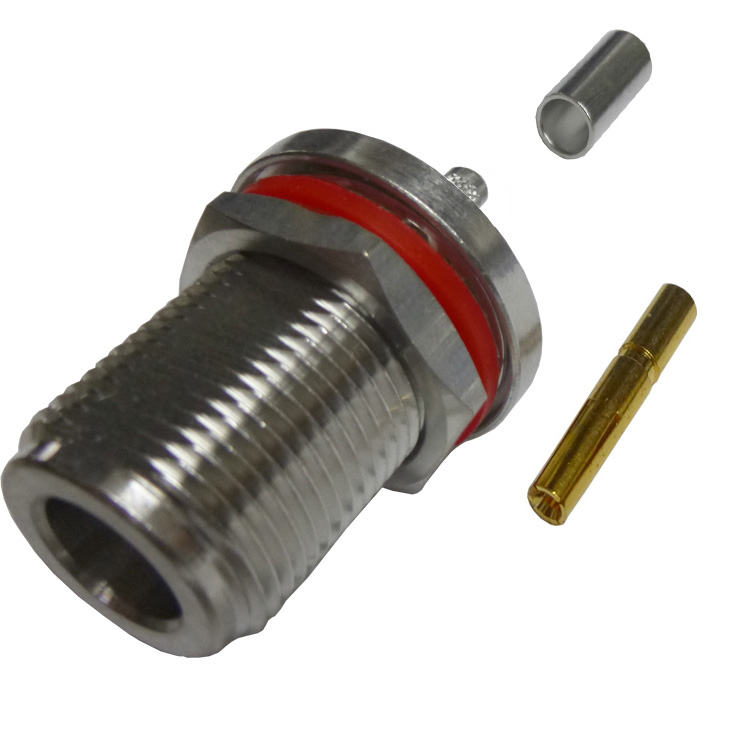 172129 Type-N Female Crimp Connector, Straight, Bulkhead, 50 ohm, Cable ...
