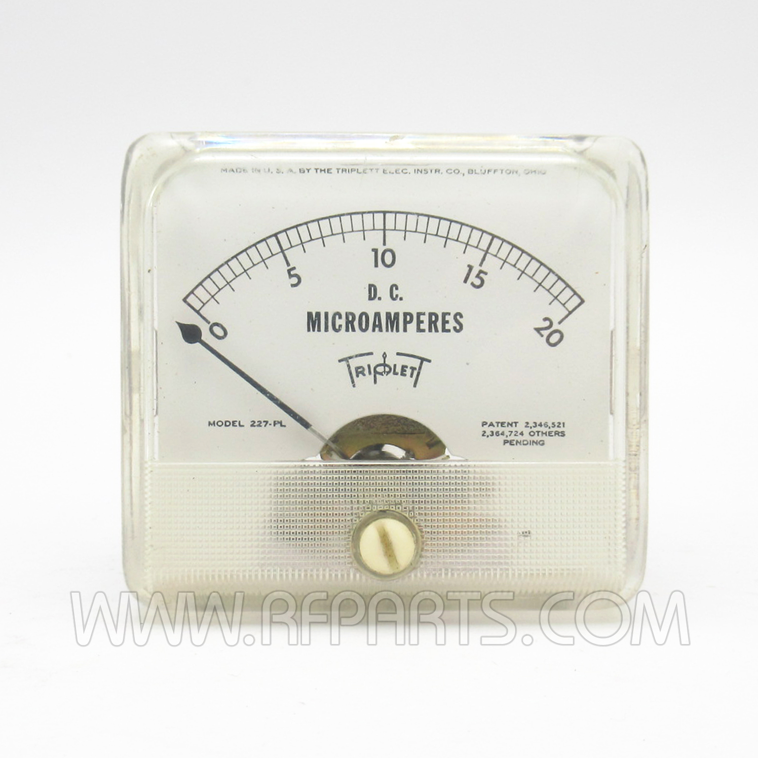 Model 227-PL Triplett Vintage 0-20 D.C. Microamperes Meter (Pull)