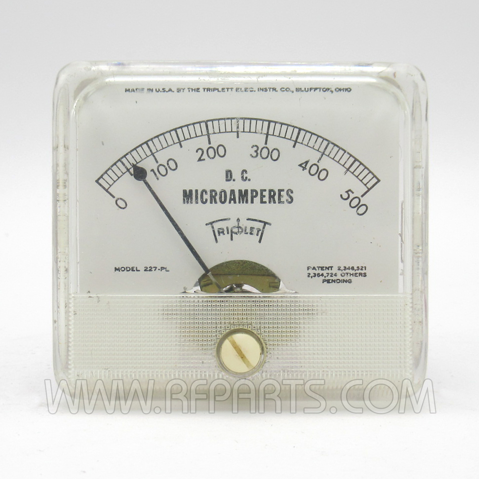 Model 227-PL Triplett Vintage 0-500 D.C. Microamperes Meter (Pull)