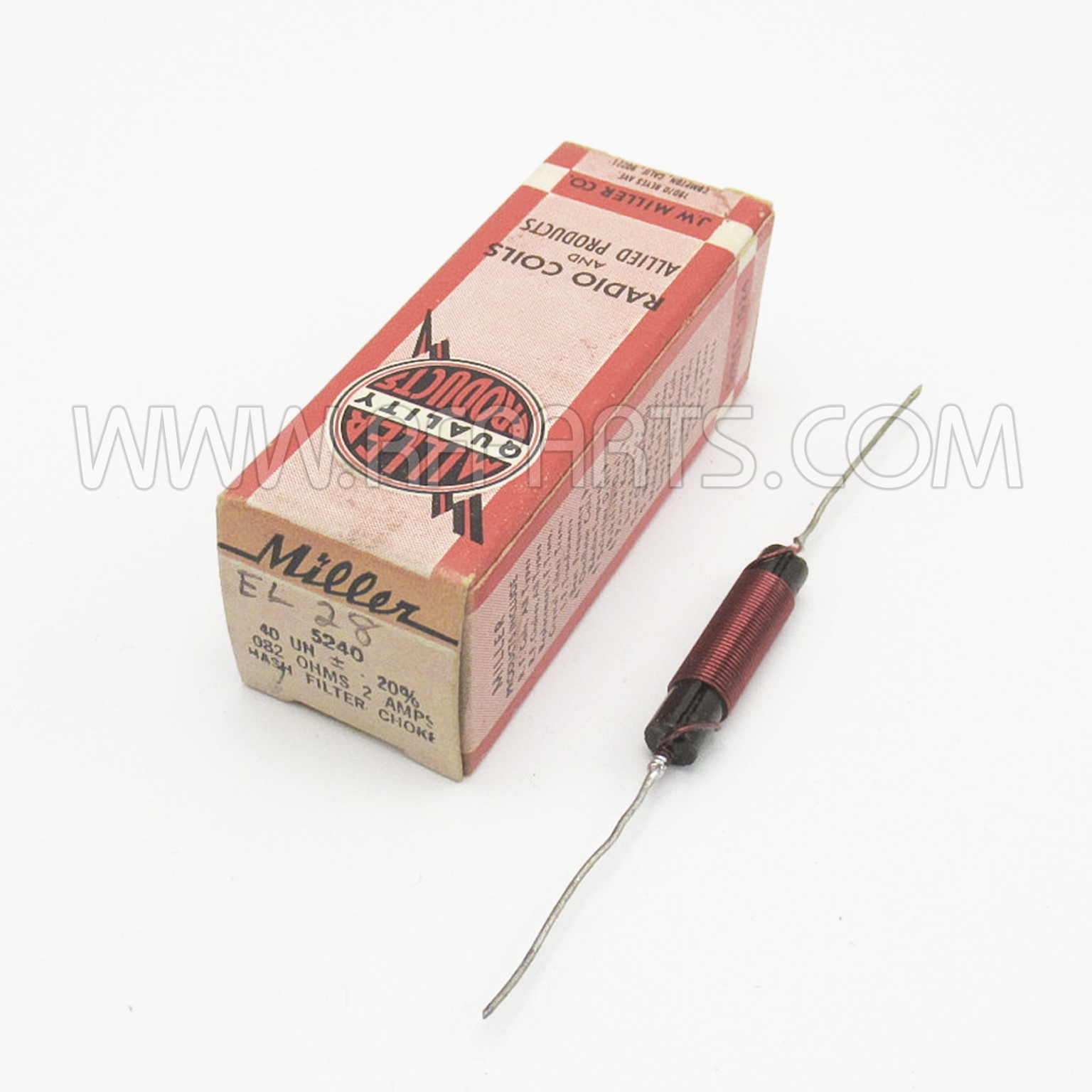 5240 J.W. Miller Hash Filter Choke 40μH ± 20%, New Old Stock, New In Box