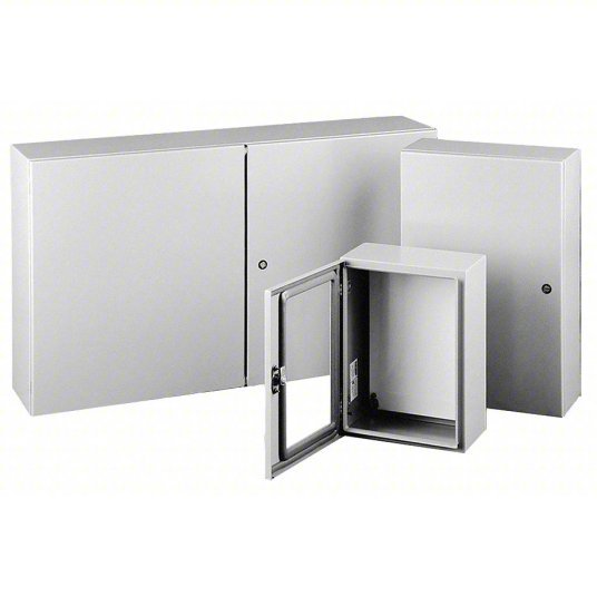 CSD242410  HOFFMAN Enclosure: Steel, 24 in x 24 in x 10 in, NEMA 12/13/4, Solid Cover, Hinged