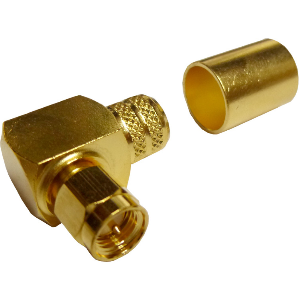 mutaMARNE蛍光黄色サイズ7 132299 SMA Male Crimp Connector, Right Angle, Square Body, Hex Nut