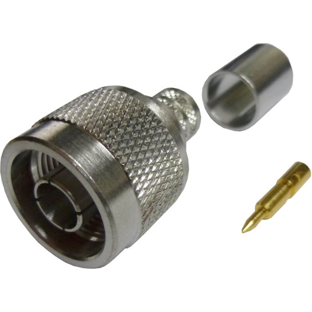172102 Type-N Male Crimp Connector, Straight, Knurled Nut, 50 ohm