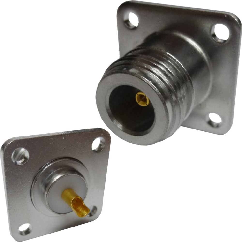 172119 Type N Female Connector, 4 Hole Panel Chassis Mount