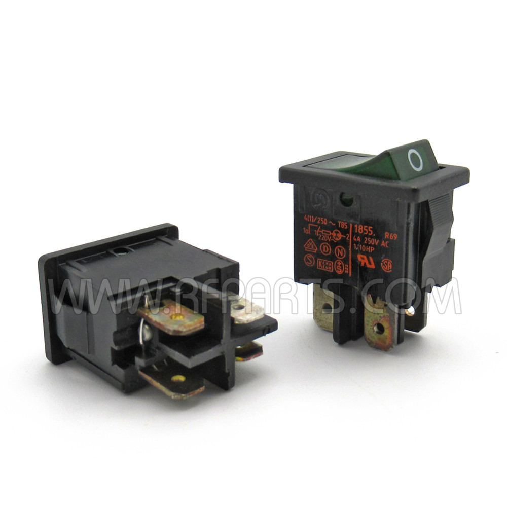1855, Kema Keur, DPST, Green Illuminated, Rocker, Switch, 250vac