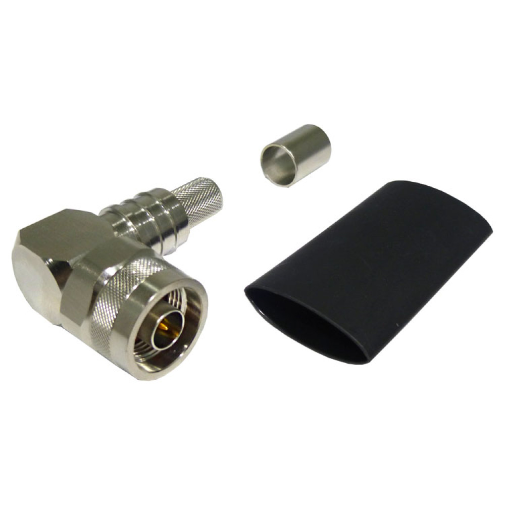 EZ400NMHRA-X Connector, Right Angle Type-N Male Crimp, Hex