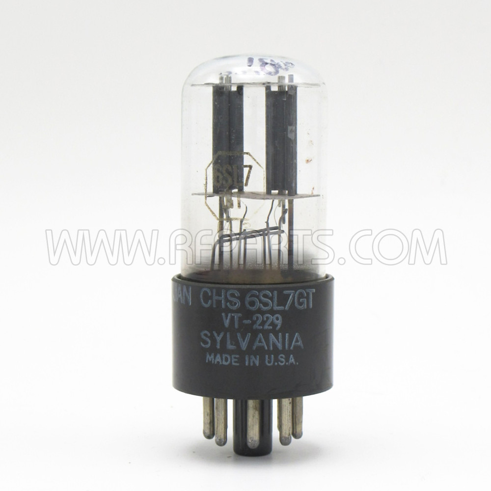 6SL7GT Sylvania Hi-Mu Twin Triode Audio Tube. Designed for use in