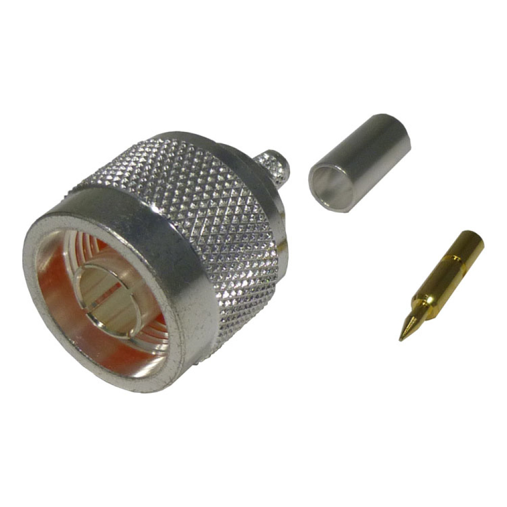 RFN1005-3C Type-N Male Crimp Connector, Straight, Knurled Nut
