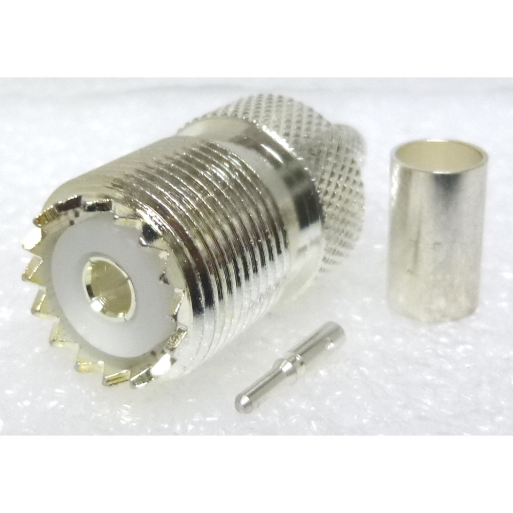 芽 1-SO239-8X UHF Female Crimp Type Connector, Silver/PTFE (Best