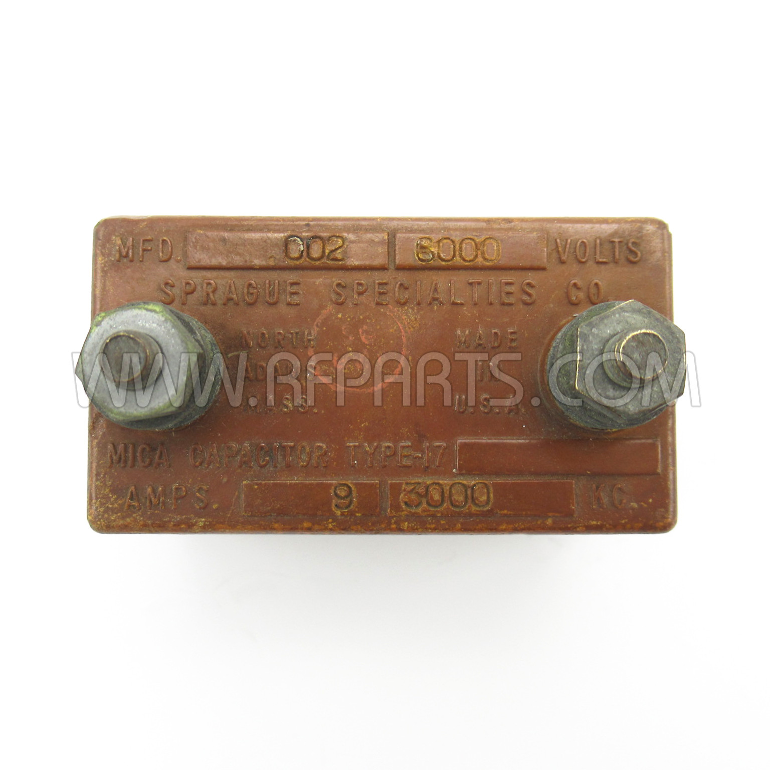 Type 17 Sprague Molded Mica Capacitor 0.002mfd 6kv, New Old Stock