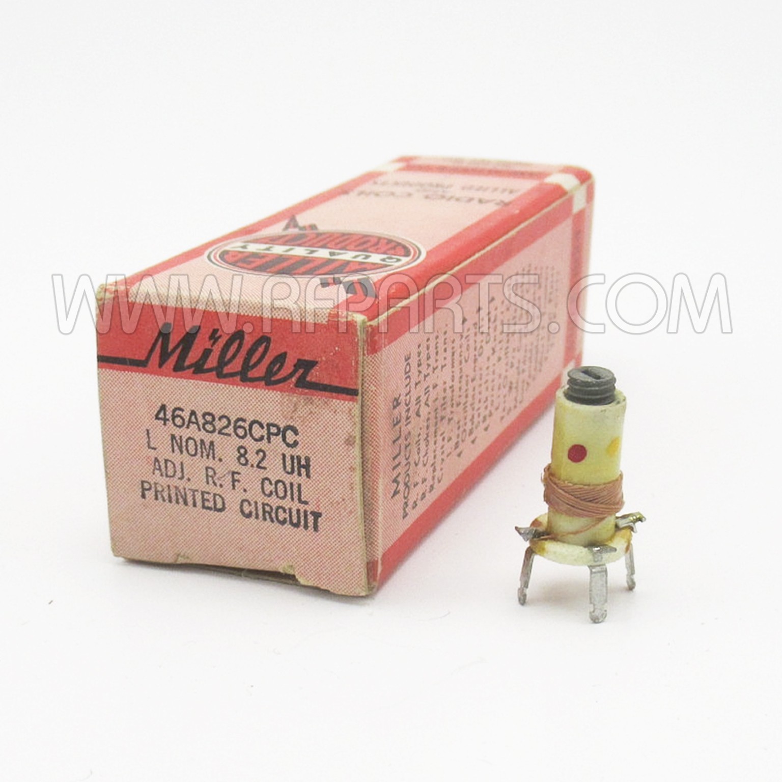 46A826CPC, J.W. Miller, RF Coil, Printed Circuit, 8.2uH, New Old Stock