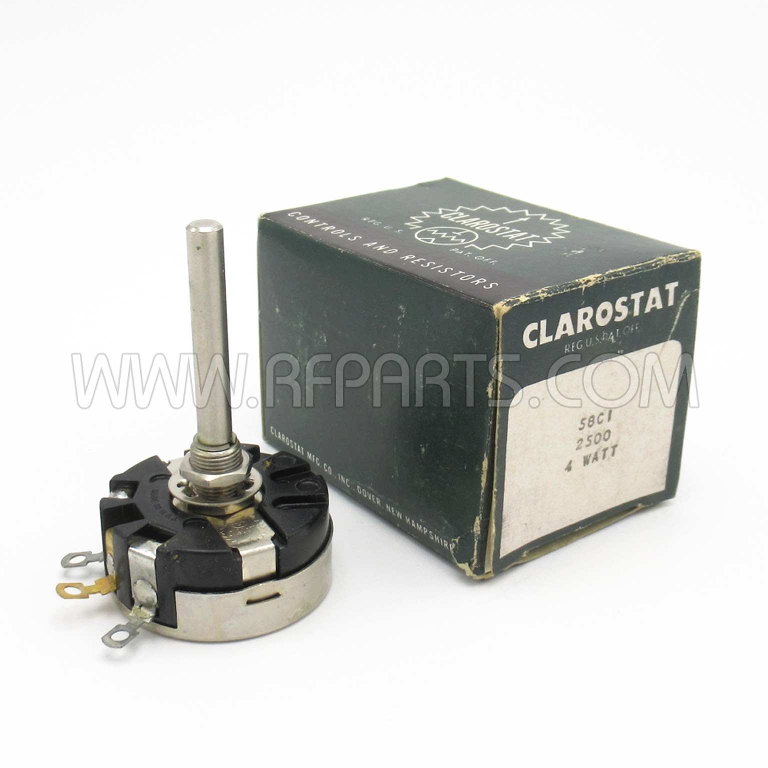 58C12500, Clarostat, Potentiometer, 1500 ohm, 4 watt, Long Shaft