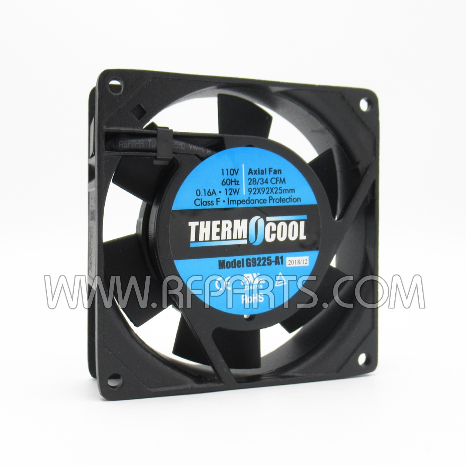 G9225HAS AC Box Fan, 0.14a, 13w, 28/34cfm, Size: 3.62'x3.62'x0.98', MFR:  Thermocool