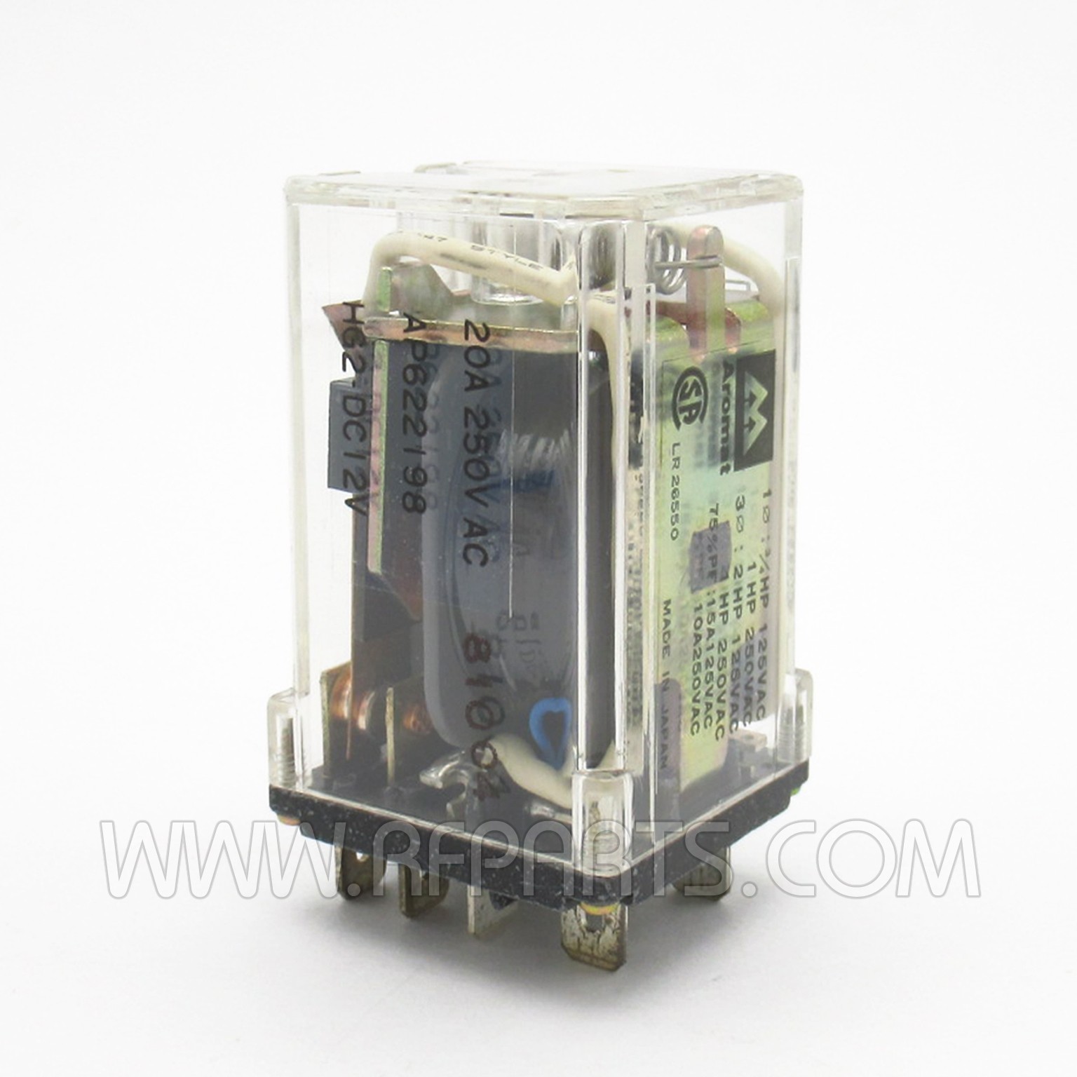 HG2DC12V, Aromat, Enclosed, Relay, 20A, 250V, AC, New Old Stock