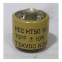 580075-7 Doorknob Capacitor 75pf 7.5kv, HT50V750KA 10%  High Energy