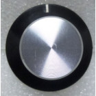 KNOB2J Tuning knob, black / Chrome w/skirt & White Pointer, 1/8" Shaft