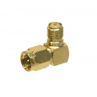 132172  IN Series Adapter, SMA Male to SMA Female, Right Angle, Gold, Amphenol
