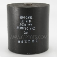 2384-CM81 Cornell Dubilier High Voltage Cylindrical Capacitor .03mfd 2kv 33 Amps @ 1 MHz (NOS)