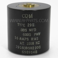 29160B502J00 Cornell Dubilier High Voltage Cylindrical Capacitor .005mfd 6kv 16 Amps @ 1000KC (NOS)