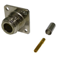 82-5372 Amphenol Type-N Straight Female Crimp Connector with 4 Hole Flange Panel Mount 
