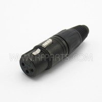 NC3FX-B Neutrik 3 Pole Female XLR Cable Connector with Black Metal Housing and Gold Contacts.