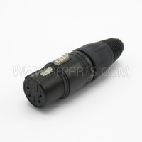 NC5FX-B Neutrik 5 Pole Female XLR Cable Connector with Black Metal Housing and Gold Contacts.