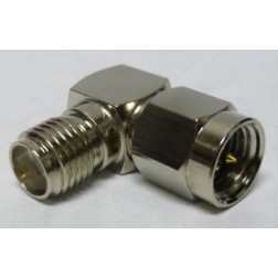 132172N  IN Series Adapter, SMA Male to SMA Female, Right Angle, Nickel, Amphenol