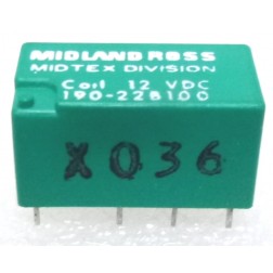 190-22B100 Midtex DPDT 12 vdc 2 Amp High Sensitivity DIP PC Board Relay 