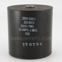 2310-CM83 Cornell Dubilier High Voltage Cylindrical Capacitor .002mfd 10kv 13 Amps @ 1 MHz (NOS)