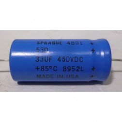 53D33-450 Sprague Axial Lead Electrolytic Capacitor 33uf 450v (NOS)