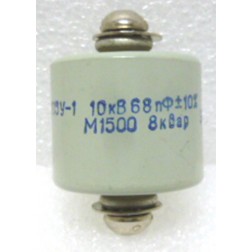68-10  Doorknob Capacitor, 68pf 10kv, 10% Mfg: Radio Komp