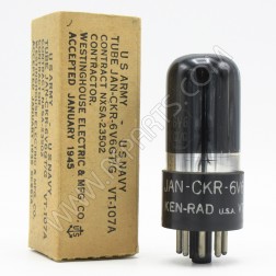 6V6GT/G-JAN-CKR Ken-Rad Vintage Beam Power Amplifier with Black Base (NOS/NIB)