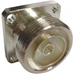 716CM Connector, 7/16 DIN female, 4 hole panel mount jack, Recessed pin