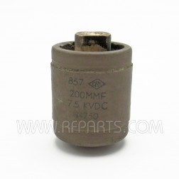 857 CentraLab Doorknob Capacitor 200pf 7.5KV DC 10% (Pull)