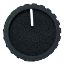 KNOB1G Black Knob, Black cap with White pointer, Flat finish, 1/4 shaft