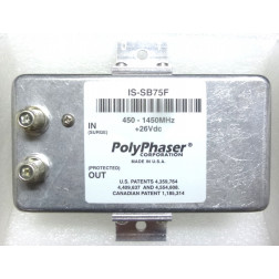 IS-SB75F  Lightning Protector, 450-1450 MHz, Type-F, 75 ohm, Polyphaser