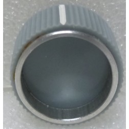 KNOB1M  Tuning Knob with Pointer, Light Gray with Chrome ring & White Pointer, 1/4" Shaft