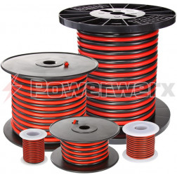 RB14-25 Powerwerx 14AWG Stranded Red/Black 2 Conductor Hook Up Wire 25 feet 