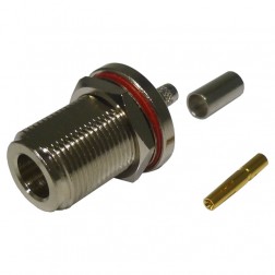 RFN-1022-8C RF Industries Type-N Female Crimp Bulkhead Chassis Connector for Cable Group C