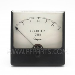 Simpson Panel Grid Meter 0-3 DC Amperes (Pull)