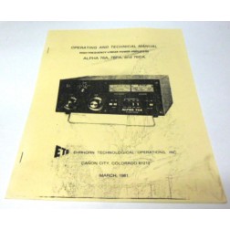 Operating and Technical Manual for Alpha Model 76A, 76PA, and 76CA Linear Amplifiers