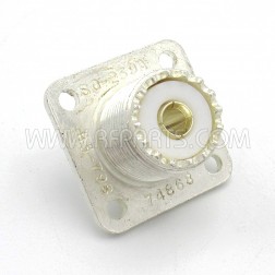 SO239  Amphenol Silver / PTFE  UHF Female 4 Hole Chassis Connector with Solder Cup (Old Version)
