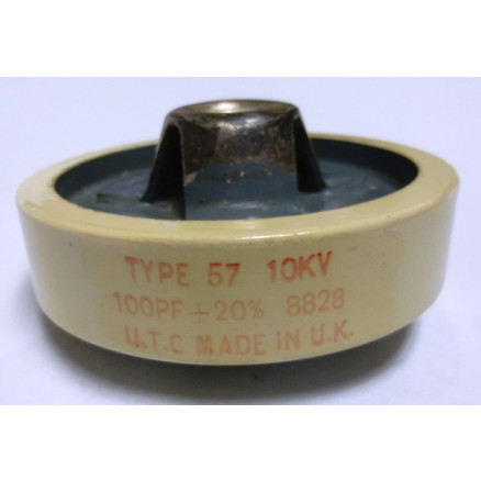 57-100-10 UTC Doorknob Capacitor 100pf 10kv (Pull)