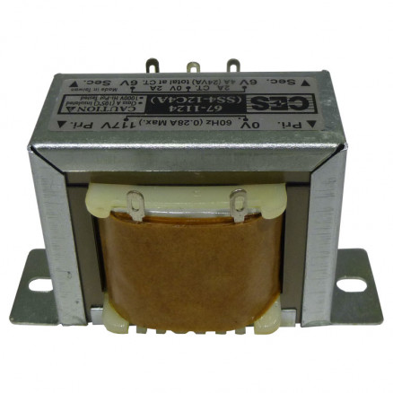 671124  Low voltage transformer, 117VAC - 60cps 12.6vct, 2 amp, (67-1124), CES