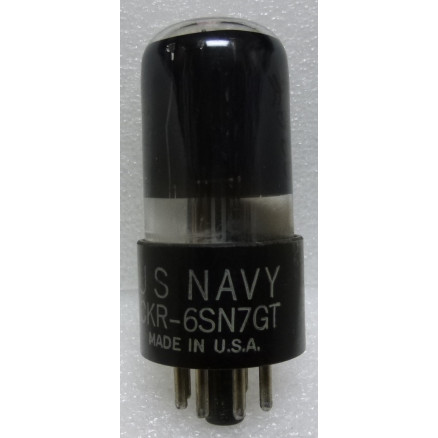6SN7GTB RCA Medium-Mu Twin Triode with Blackened Glass and Full Base Black for U.S. Navy (NOS)