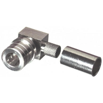 RQA5010-X QMA Male Crimp Connector, Right Angle, Cable Group X, RFI