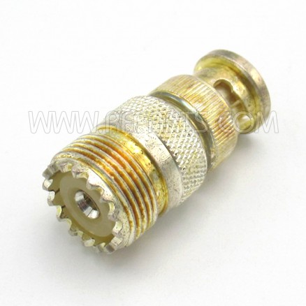 UG255/U Amphenol UHF Female (SO239) to BNC Male Between Series Adapter Silver Plated (NOS)
