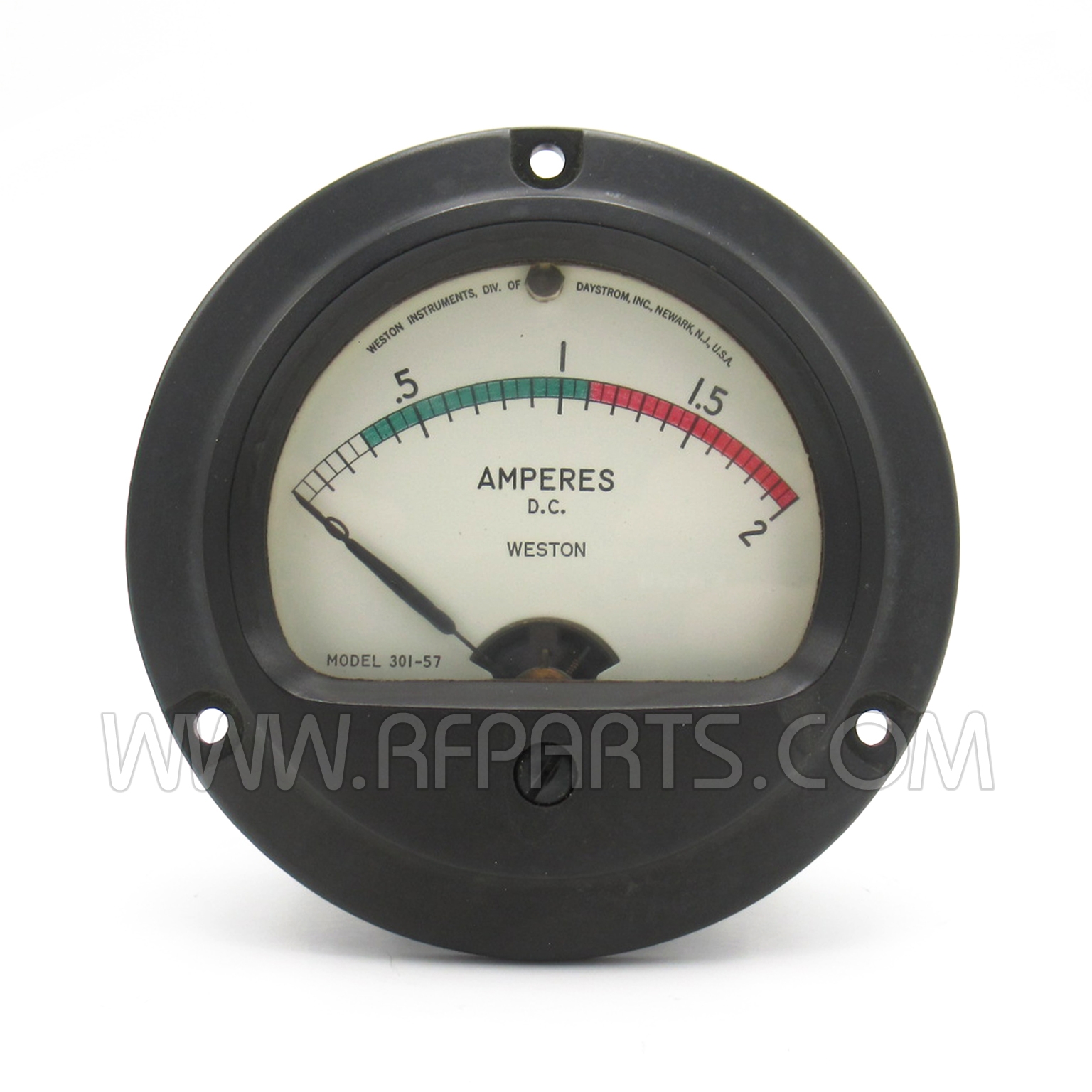 Model 301-57, Weston, D.C. Panel Meter, 0-2 Amps, Used
